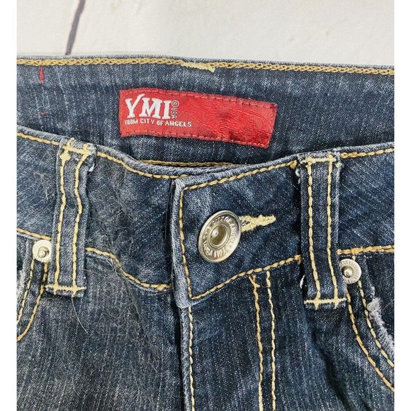 YMI Jean Shorts Womens Size 0 Denim Long Shorts Ladies Dark Wash Low Rise - Picture 7 of 8